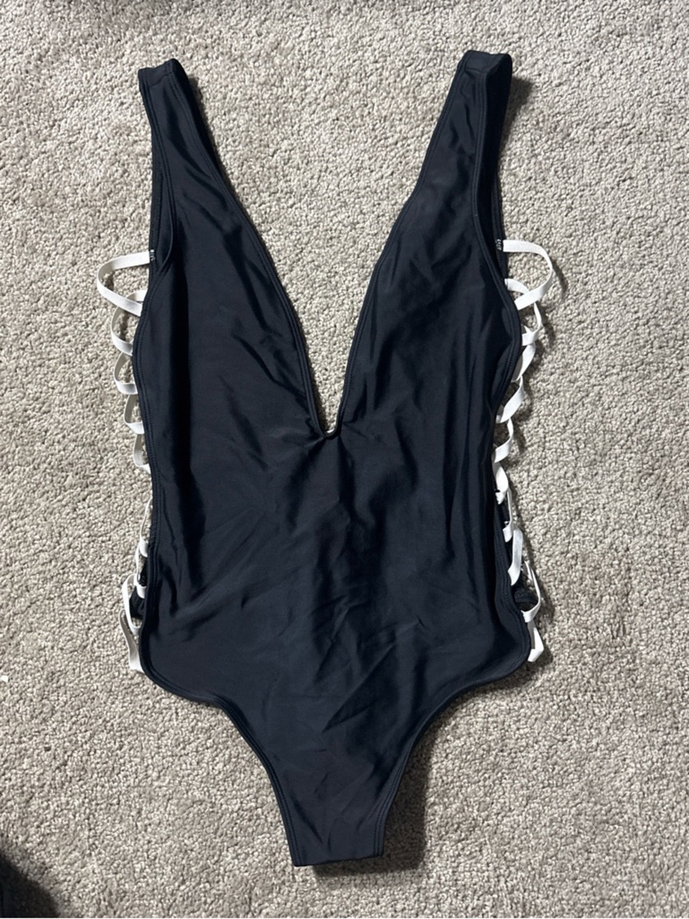 Mia Marcelle Black Swimsuit with White Side Straps